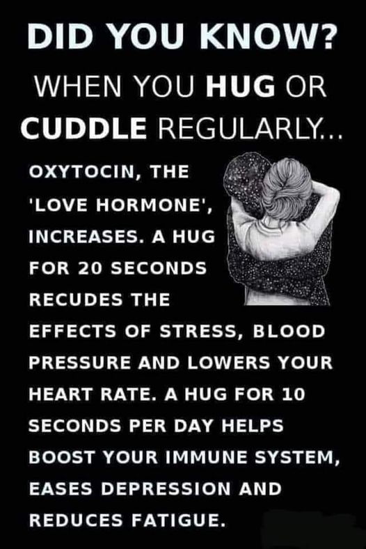 benefits of hugging and cuddeling regularly