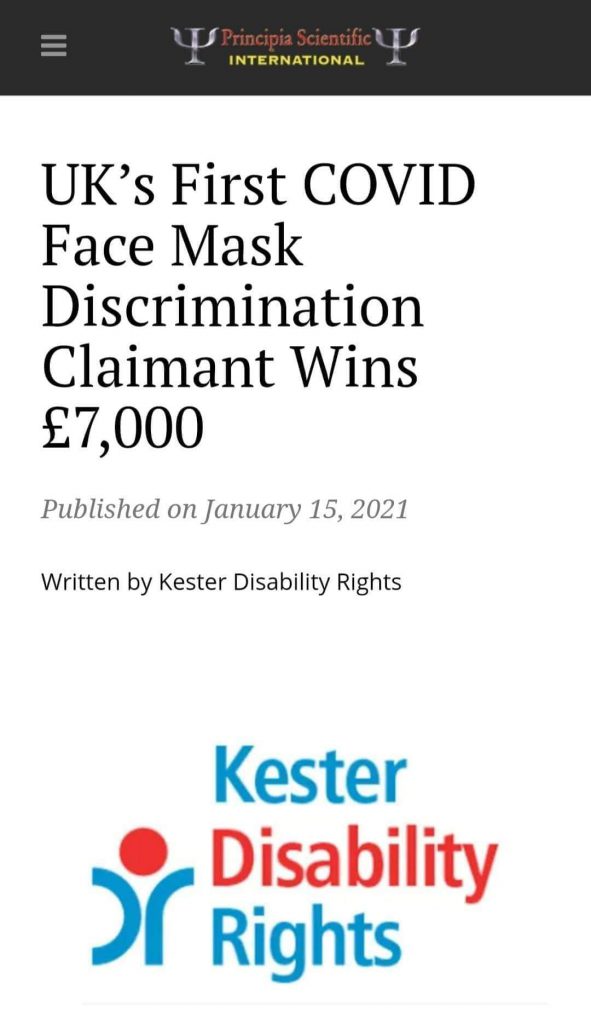 UK's 1st Covid face mask discrimination claimant wins £7000