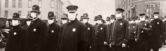 police wearing face masks during spanish flu